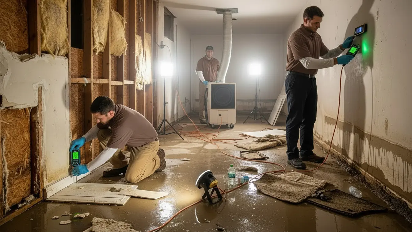 Restoration Technicians Use Moisture Meters